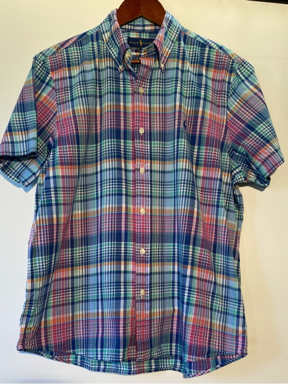 Ralph Lauren Blue Label Multicolor Plaid Short-Sleeve Button-Down Oxford Shirt